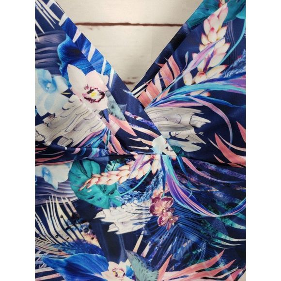 Seekers Essentials Blue 763672 Tropical Floral NWOT One Piece Swimwear - Picture 9 of 11